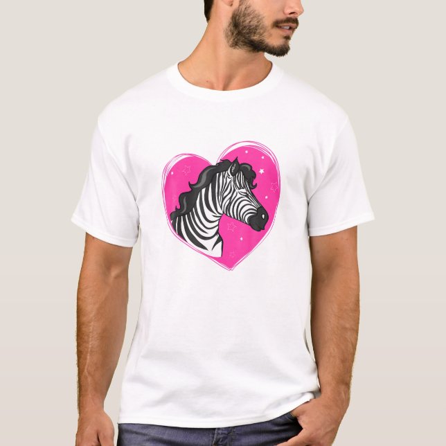 T-shirt Cool Zebra Fuuny Hipster Zebra Animaux Coeur Amour (Devant)