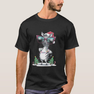 T-shirt Cool Zebra Noël Santa Hat et lunettes de soleil Zo