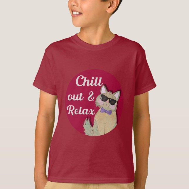 T-shirt CoolCat - Chill Out & Relax - Drôle de design de c (Devant)