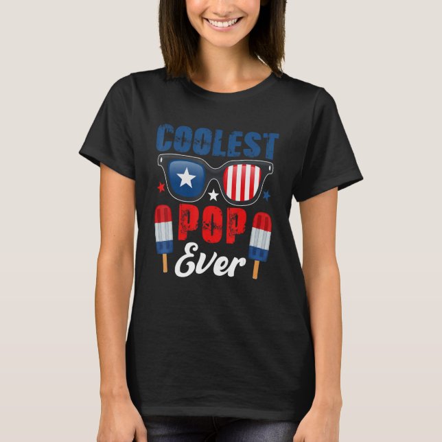 T-shirt Coolest Pop Ever Sunglasses Ice Creams As American (Devant)