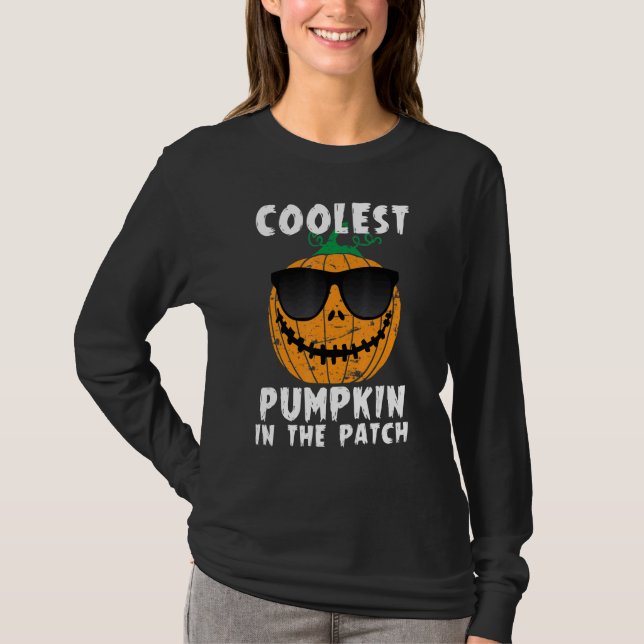 T-shirt Coolest Pumpkin In The Patch Halloween Boys Girls  (Devant)