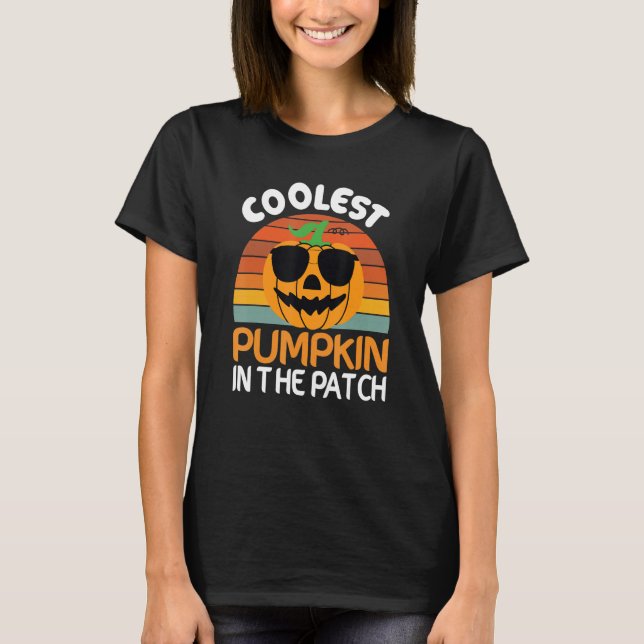 T-shirt Coolest  Quote Pumpkin In The Patch Halloween Boys (Devant)