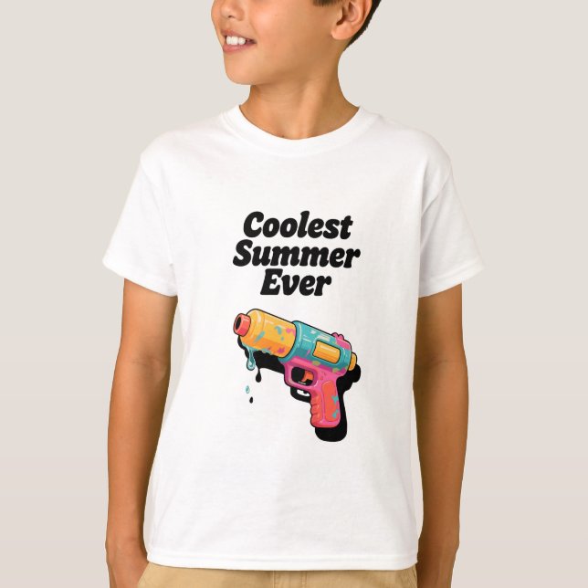 T-shirt Coolest Summer Ever - Retro Neon Water Gun Sarcasm (Devant)