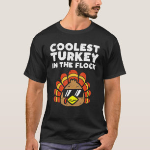T-shirt Coolest Turkey Flock Cute Thanksgiving Kids Boys G