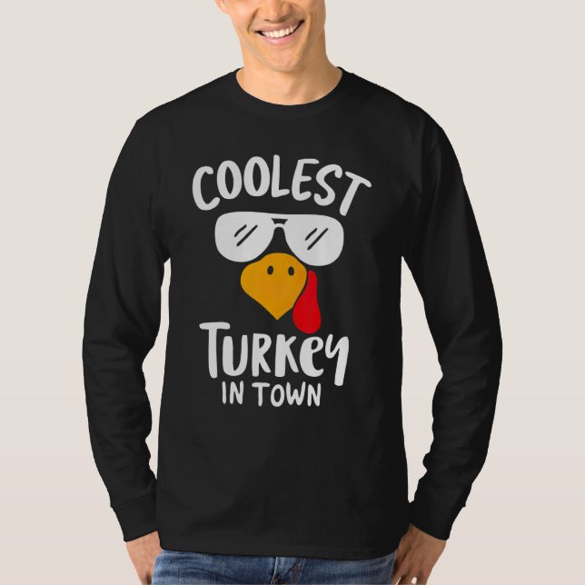 T-shirt Coolest Turkey in Town Boys Thanksgiving Funny Aut (Devant)