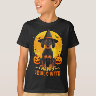 T-shirt Coonhound noir et feu Halloween Chien Hurle O Ween