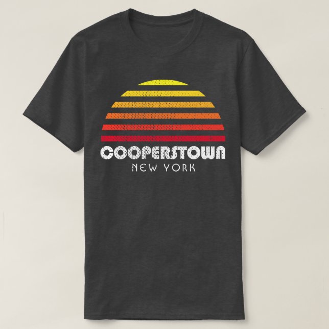 T-shirt Cooperstown New York Vacation Retro Sunset (Design devant)