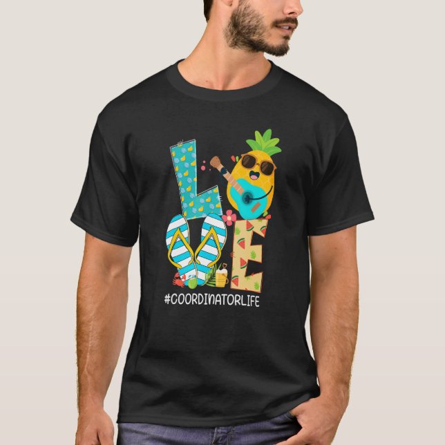 T-shirt Coordinateur d'amour ananas Vie Bonjour Vibes d'ét (Devant)