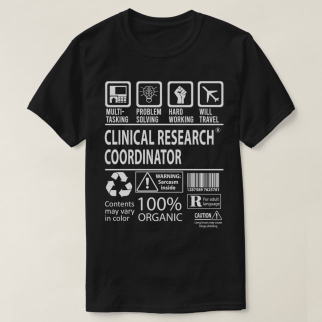 T-shirt Coordinateur de la recherche clinique Multitâche G (Design devant)
