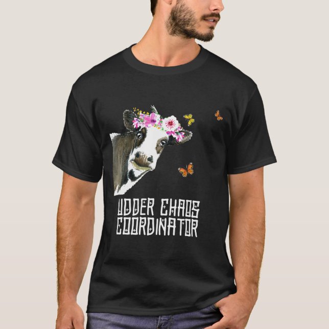T-shirt Coordinateur de Udder Chaos Funny Cow (Devant)