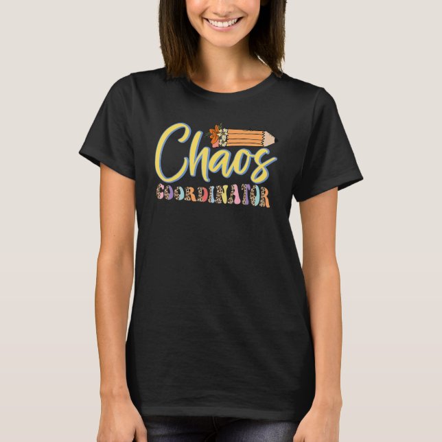 T-shirt Coordinateur Du Chaos Leopard Enseignant Retour À  (Devant)