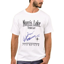 T-Shirt Coordonnées Carte du Lac Norris Tennessee