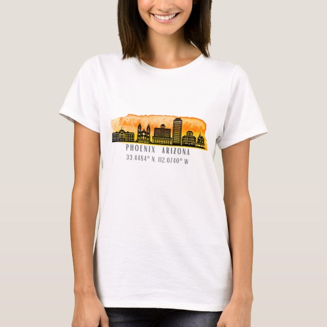 T-shirt Coordonnées de la carte Phoenix Skyline (Devant)