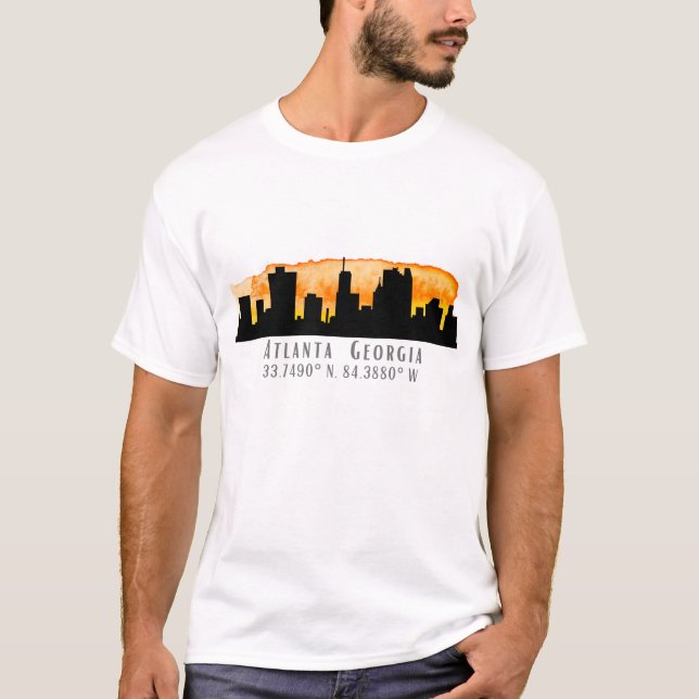 T-shirt Coordonnées de la carte Skyline de la ville d'Atla (Devant)
