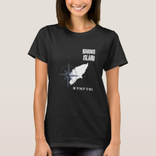 T-shirt Coordonnées de la mer Méditerranée de l'île Rhodes