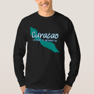 T-shirt Coordonnées de l'île de Curaçao Tourisme Vacances