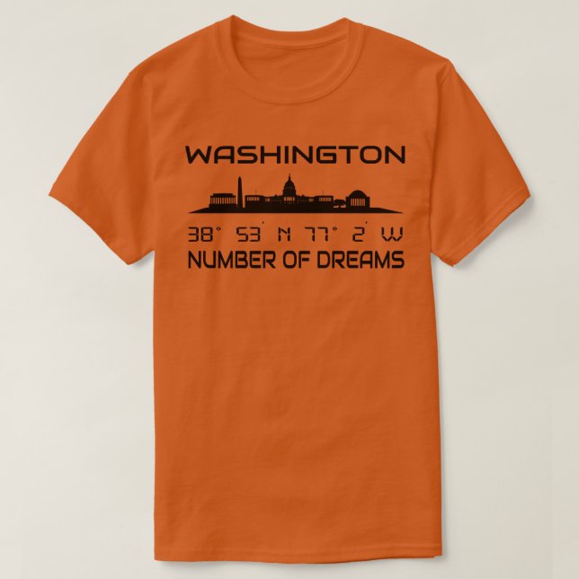 T-shirt Coordonnées GPS Capital Washington DC Skyline (Design devant)