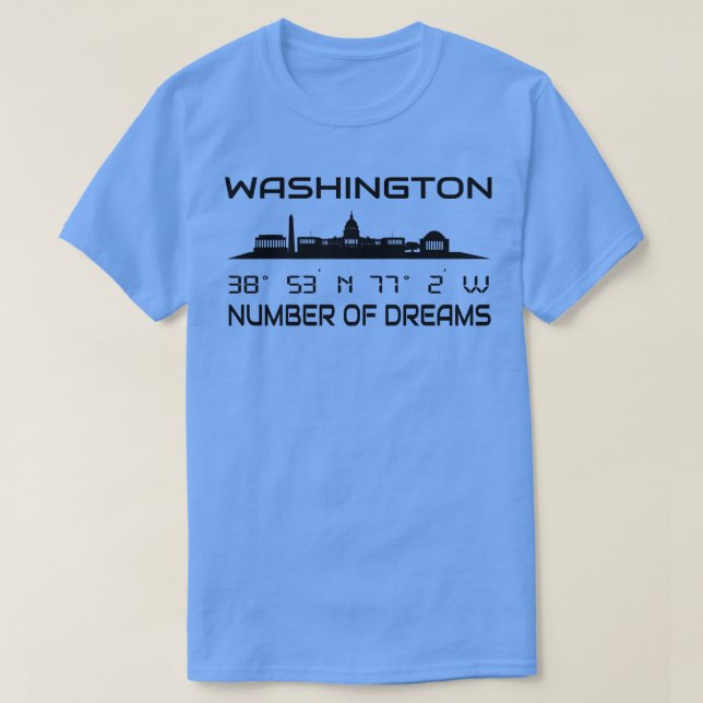 T-shirt Coordonnées GPS Capital Washington DC Skyline (Design devant)
