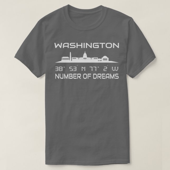 T-shirt Coordonnées GPS Capitale Washington DC Skyline 1 (Design devant)