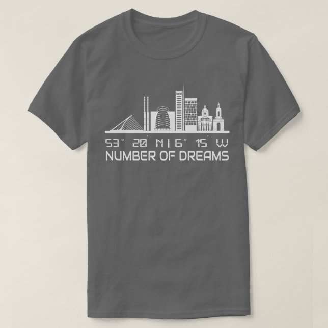 T-shirt Coordonnées GPS de Dublin Skyline City Dream City (Design devant)