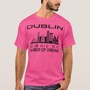 T-shirt Coordonnées GPS de Dublin Skyline City Dream City