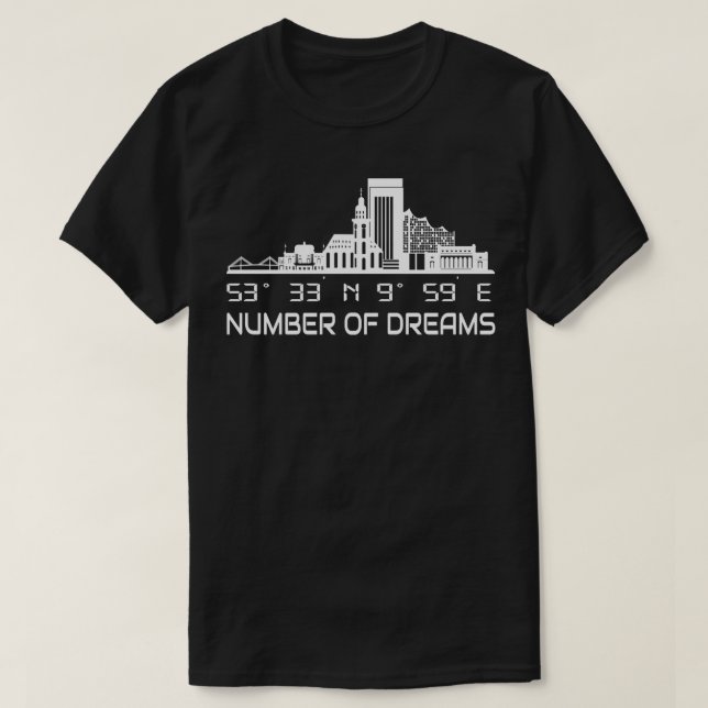 T-shirt Coordonnées GPS de Hambourg Skyline City Dream Cit (Design devant)