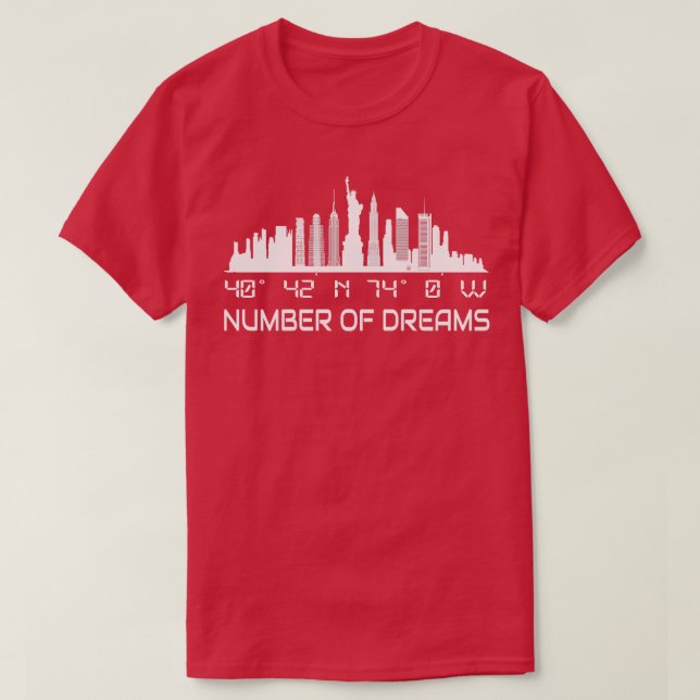 T-shirt Coordonnées GPS de New York City Skyline Manhattan (Design devant)