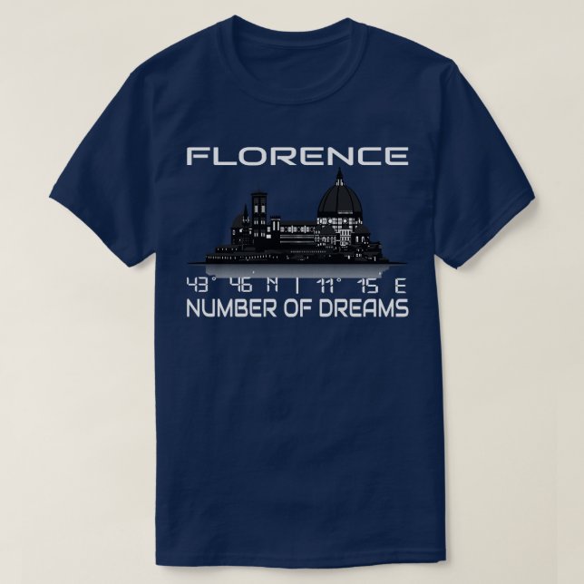 T-shirt Coordonnées GPS Florence City Skyline Dream City (Design devant)