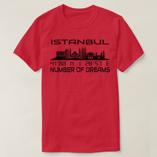 T-shirt Coordonnées GPS Istanbul Skyline Silhouette (Design devant)
