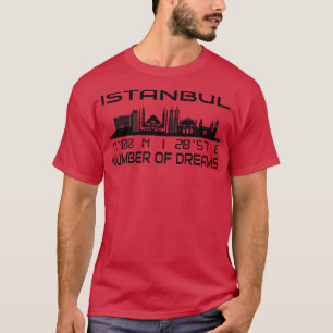 T-shirt Coordonnées GPS Istanbul Skyline Silhouette