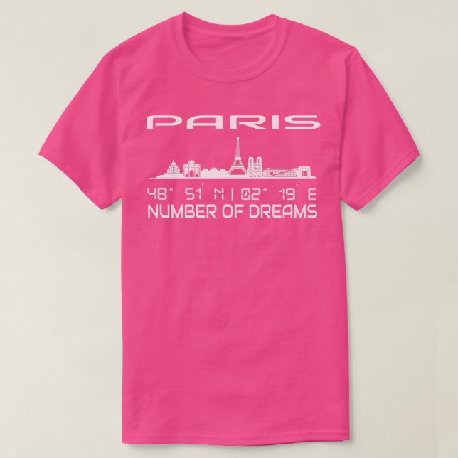 T-shirt Coordonnées Gps Silhouette Skyline Paris 3 (Design devant)