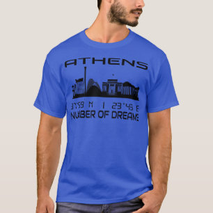 T-shirt Coordonnées GPS Skyline d'Athènes Grèce