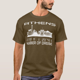 T-shirt Coordonnées GPS Skyline d'Athènes Grèce 2
