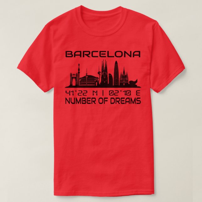 T-shirt Coordonnées GPS Ville Barcelona Skyline (Design devant)