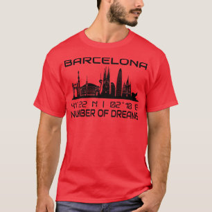 T-shirt Coordonnées GPS Ville Barcelona Skyline