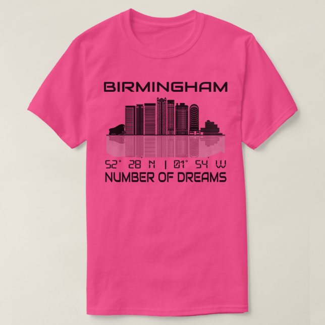 T-shirt Coordonnées GPS Ville Birmingham Skyline (Design devant)