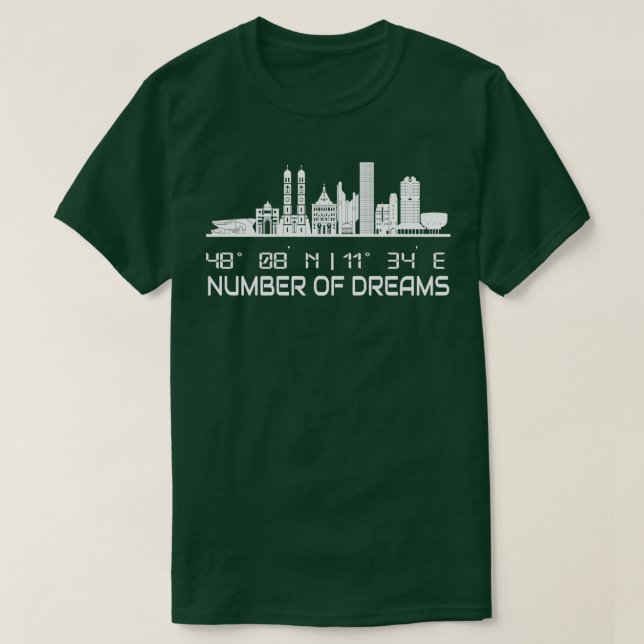 T-shirt Coordonnées GPS Ville De Munich Skyline Dream City (Design devant)