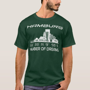 T-shirt Coordonnées GPS Ville Hambourg Skyline Dream City