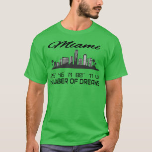 T-shirt Coordonnées GPS Ville Miami Skyline Dream City 1