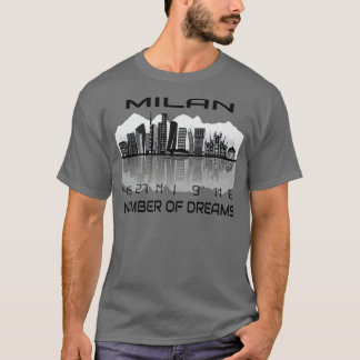 T-shirt Coordonnées GPS Ville Milan Skyline Dream City