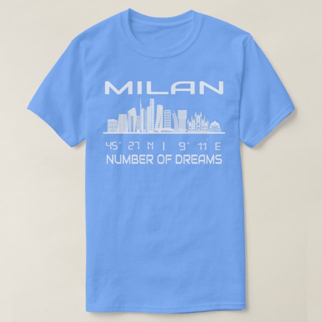 T-shirt Coordonnées GPS Ville Milan Skyline Dream City 2 (Design devant)