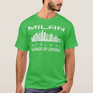 T-shirt Coordonnées GPS Ville Milan Skyline Dream City 2