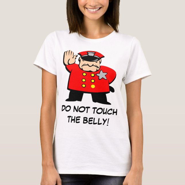 T-shirt Cop dit : "Ne touchez pas le ventre !" (Devant)