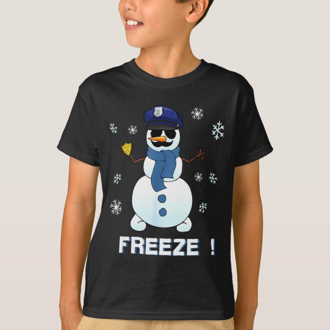 T-shirt Cop Snowman Shirt Ze Christmas Party Gift Xmas  (Devant)
