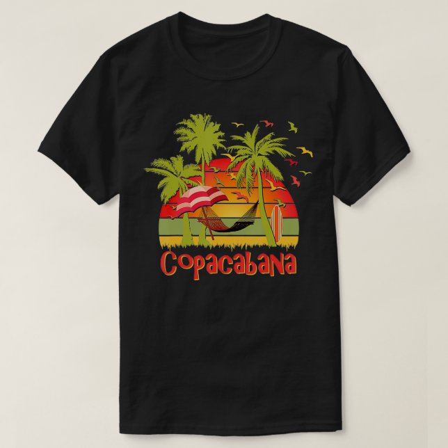T-shirt Copacabana Tropical Beach Hammock Sunset (Design devant)