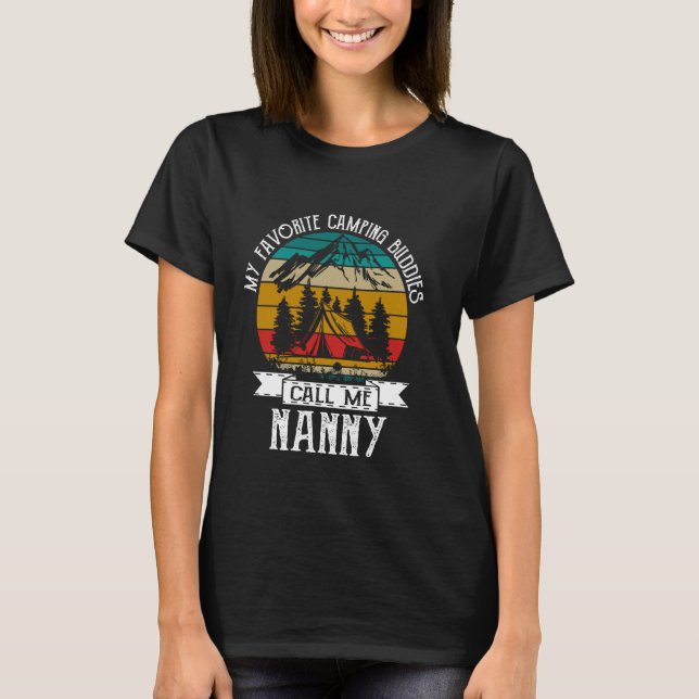 T-shirt Copains de camping m'appellent Nanny de camping (Devant)