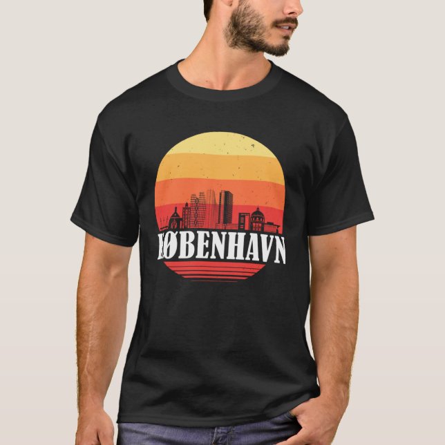 T-shirt Copenhagen Skyline in Retro Vintage Style (Devant)