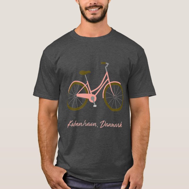 T-shirt Copenhague Danemark Design de bicyclettes rose dan (Devant)