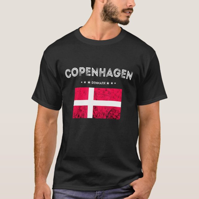 T-shirt Copenhague Danemark Voyage Dannebrog Drapeau Danoi (Devant)