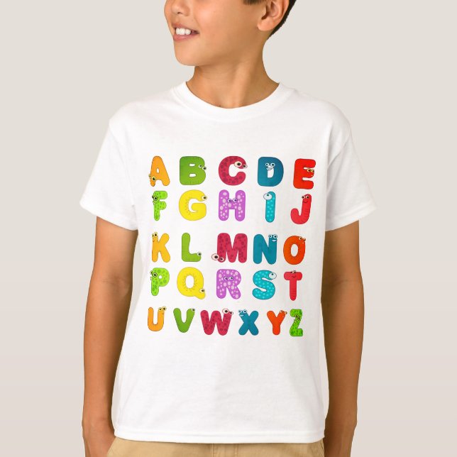 T-shirt Copie d'alphabet de lettres de bande dessinée (Devant)